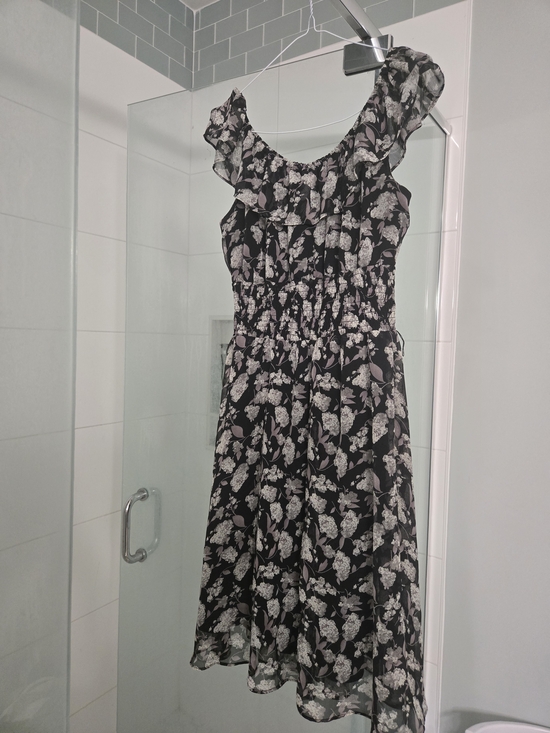 Ricki's Dresses & Skirts - Ricki's Black Midi Dress with Gray Floral Print